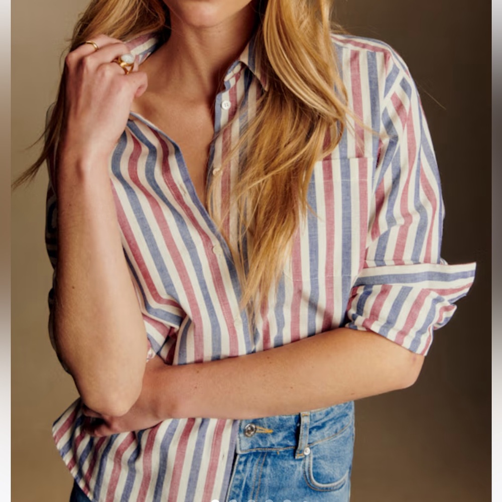 Sezane Striped Max Shirt - Red, Blue & White